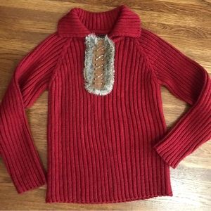 Vitrin by Canet wool fur sweater S womens European red